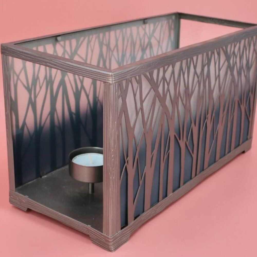 Yankee Candle Twilight Forest Silhouette Trio Tealight Holder Silver